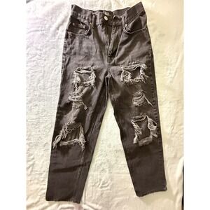 BDG High-Rise Baggy Jeans Womens 28 Gray Distressed Straight Leg Denim Pants